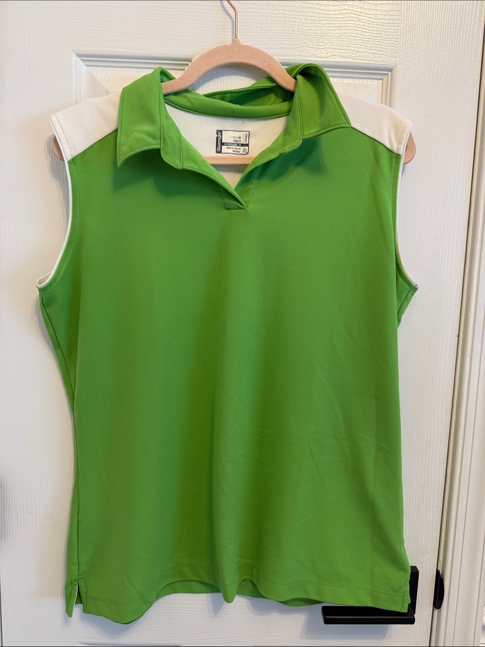 Slander Green and White Collared Golf Tank Top Sz XL